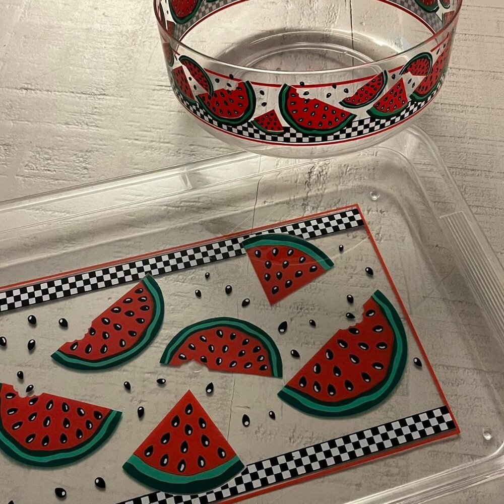 Retro red and green watermelon dinnerware set